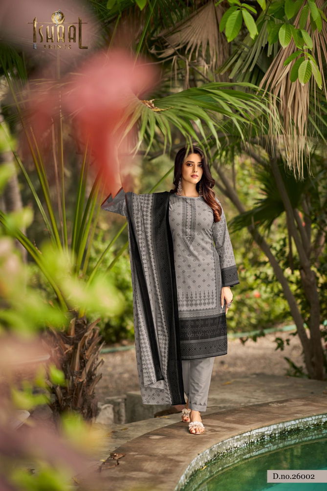 Gulmohar 26 By Ishaal Karachi Cotton Dress Material Catalog